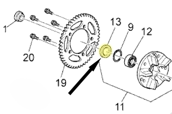 Aprilia RS125 Sprocket Carrier Seal 2006-2014 #13