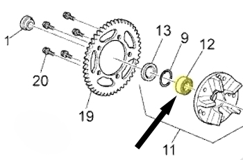 Aprilia RS125 Sprocket Carrier Bearing 2006-2014 #12 